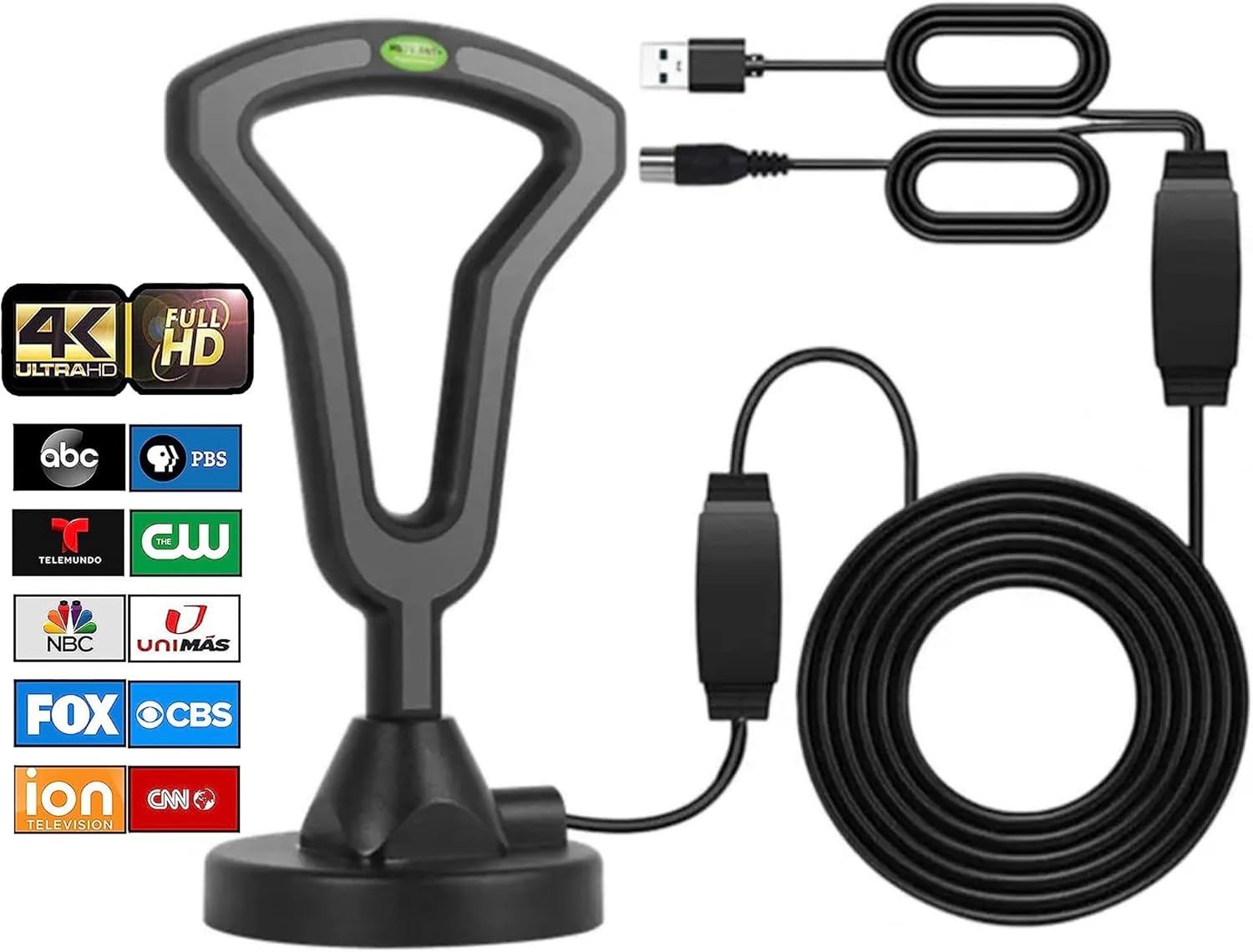 Antena de TV HD de rango de más de 220 millas con base magnética fuerte, antena digital para interiores mejorada 2023 para Smart TV, compatible con