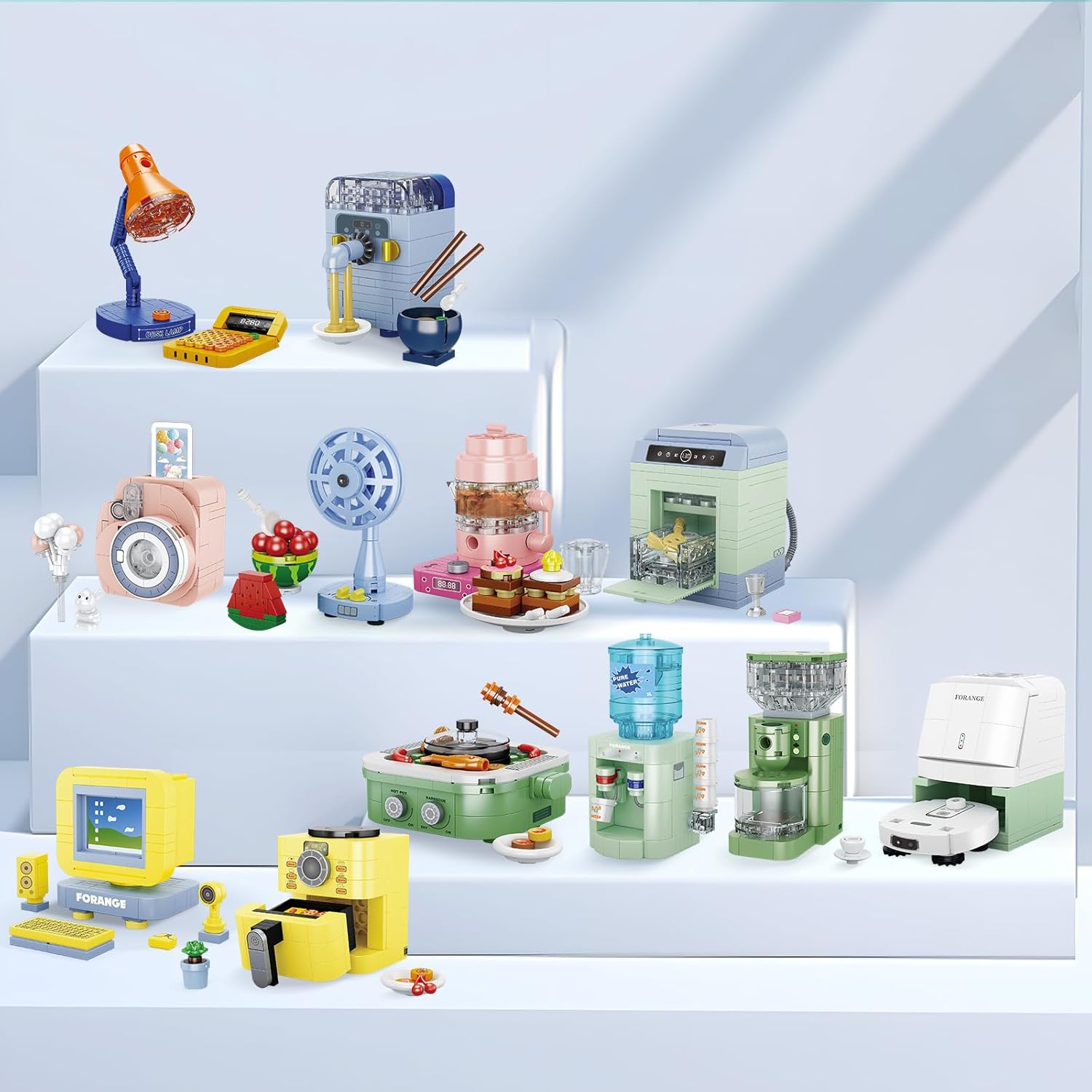 JMBricklayer Juego de construcción para niñas, 12 piezas de mini electrodomésticos mejorados, juegos de juguetes para niños, recuerdos de fiesta,