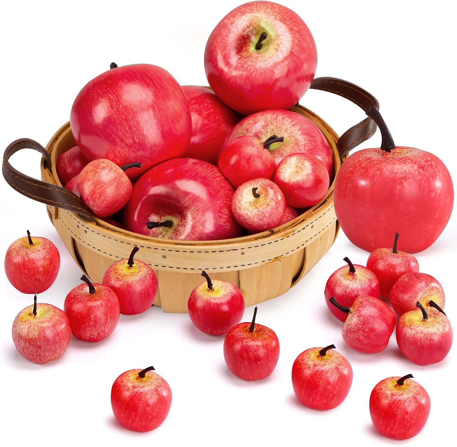 BigOtters Manzanas rojas artificiales, 30 manzanas rojas falsas, simulación realista para el hogar, casa, cocina, mesa, cesta, fotografía,