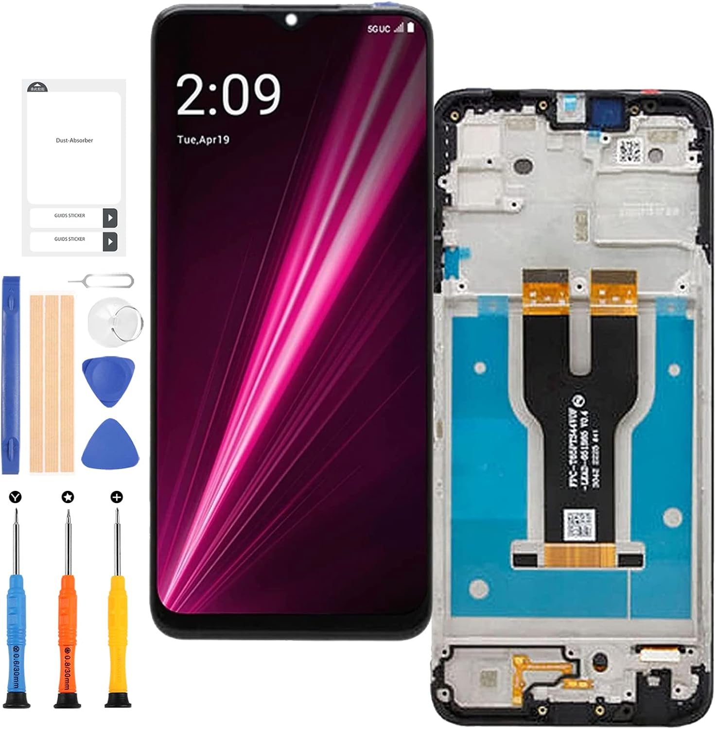 T-Mobile REVVL 6 pantalla de repuesto para teléfono T 5G pantalla LCD TMAF025G pantalla LCD táctil digitalizador kit de pieza de reparación (negro