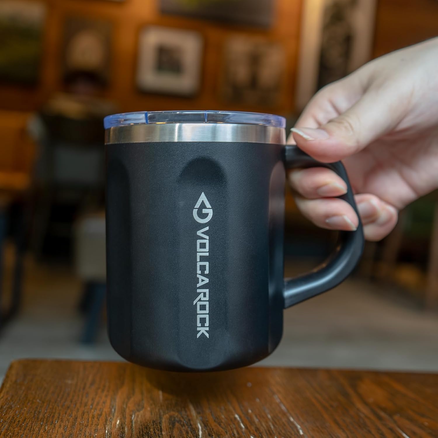 Taza de café aislada al vacío, de acero inoxidable, de 16 onzas, taza térmica de doble pared con asa y tapa deslizante para bebidas calientes y