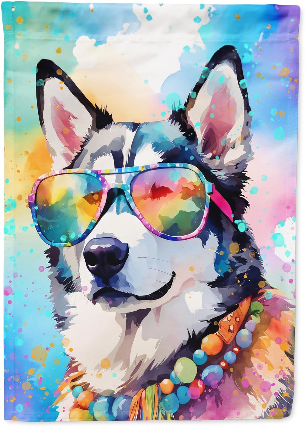 Caroline’s Treasures DAC2563GF Siberian Husky Hippie Dawg Garden Flag Mailbox Flag Decorative Yard Flag Banner Outside Patio Artwork Yard Flower