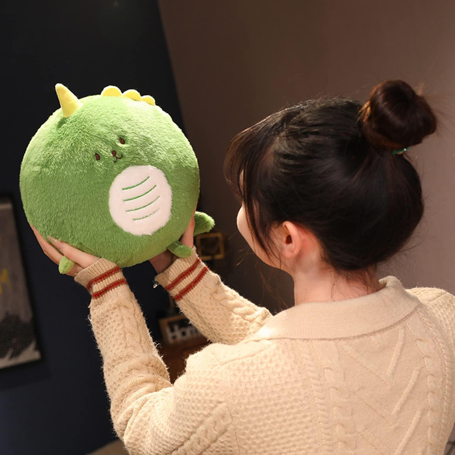 Almohada redonda de peluche de dinosaurio para abrazar, almohada redonda de dinosaurio, regalo de anime de dinosaurio para niños y amantes en
