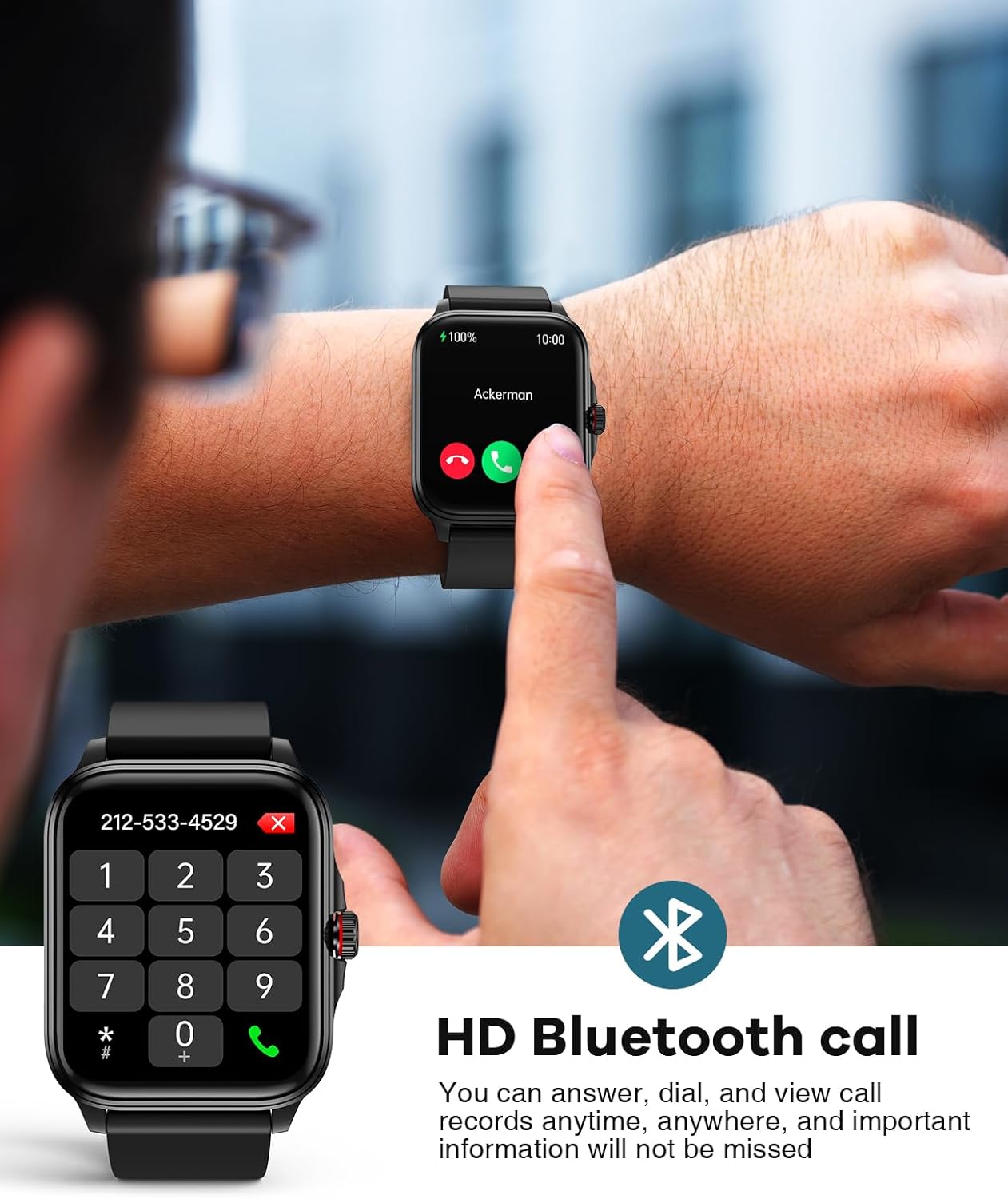 2024 Smart Watch, 1.91″ HD Smartwatch for Men Women, IP67 Swimming Waterproof Fitness Tracker, Infrared True Blood Oxygen Monitor, with Heart Rate,