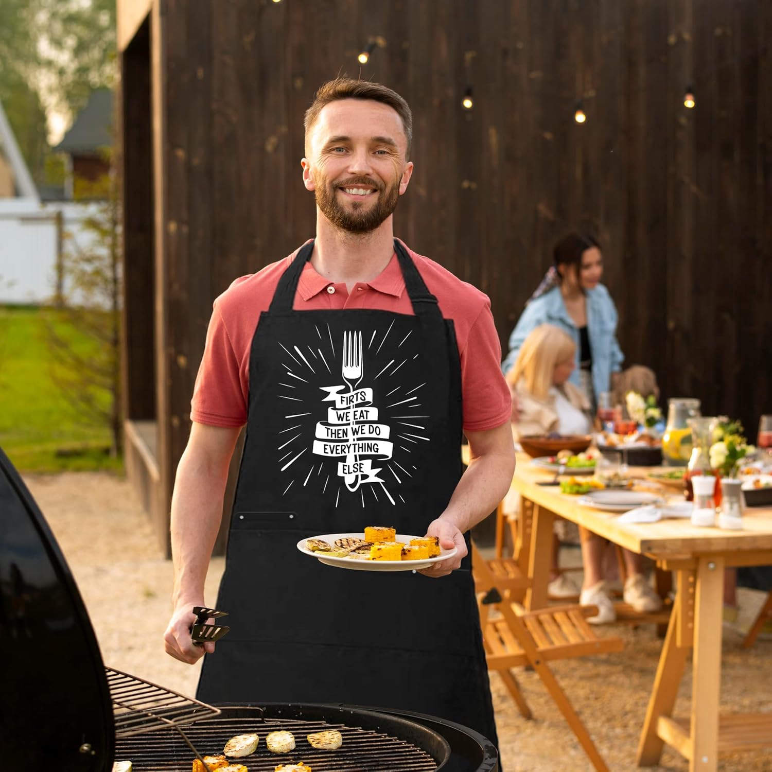 Delantales divertidos para hombres con 4 bolsillos espaciosos – Regalos perfectos para hombres – Delantales de cocina a la parrilla, barbacoa chef