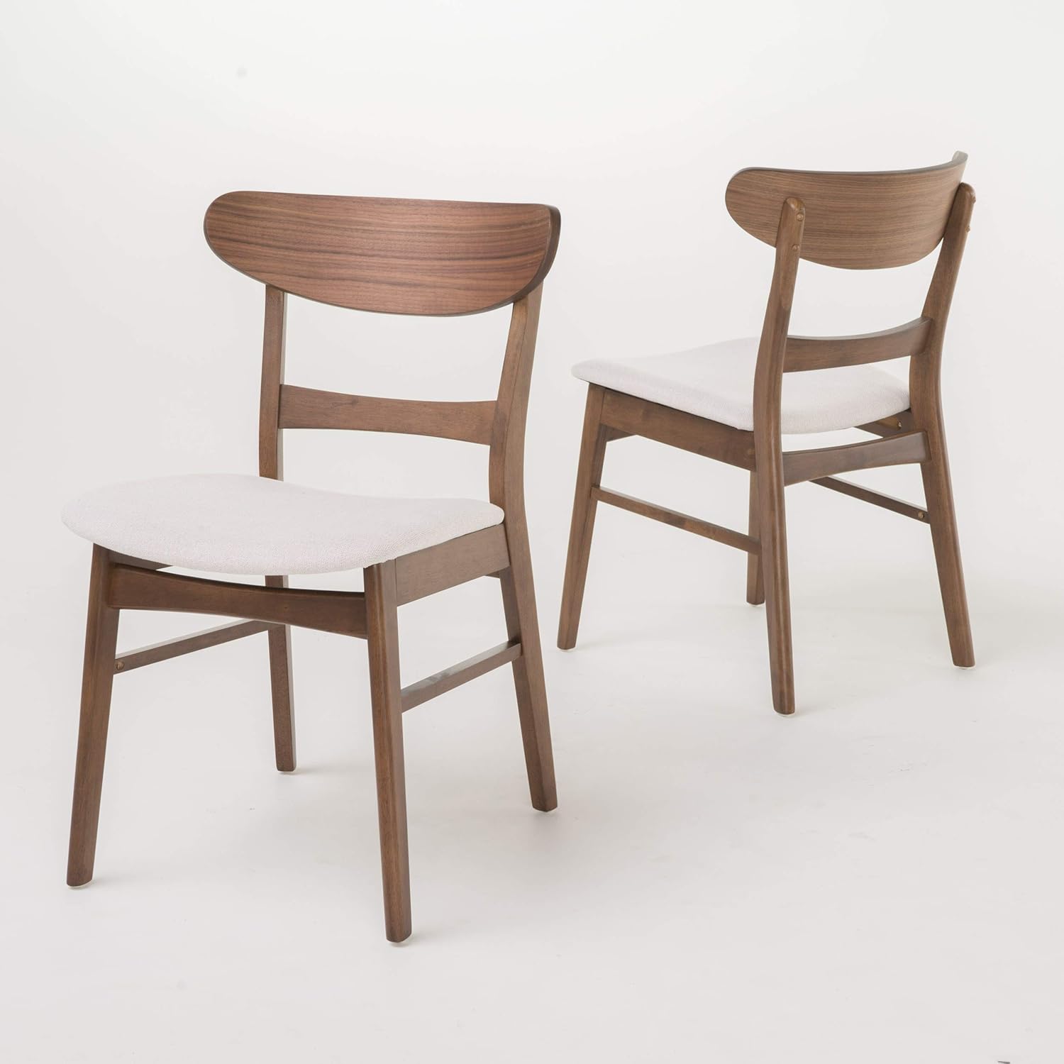 Christopher Knight Home Idalia – Sillas de comedor, juego de 2 piezas, madera de goma, acabado beige claro  nogal