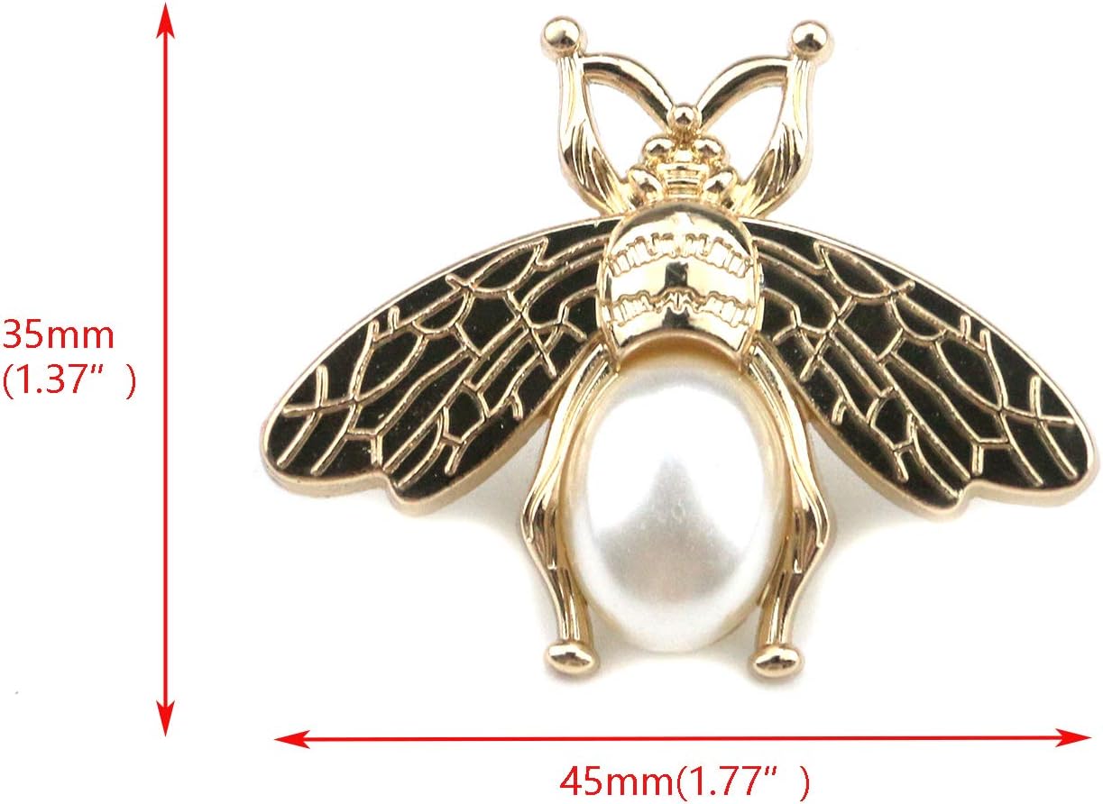10 botones de abeja de metal, adornos de abeja, botones de perlas con parte trasera plana, adornos para coser manualidades y decoración de herrajes