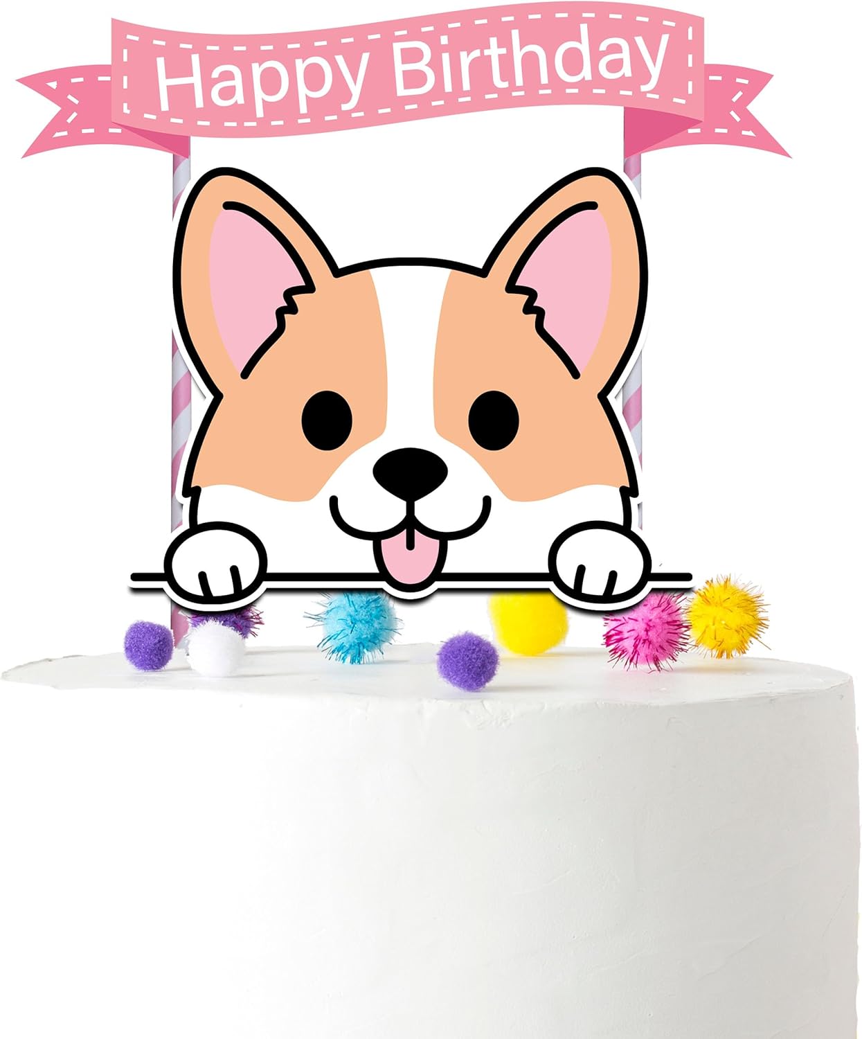 Kawaii Corgi Cake Topper para niños  Lindos suministros de fiesta de cumpleaños para perros  Decoración de cumpleaños temática de perros