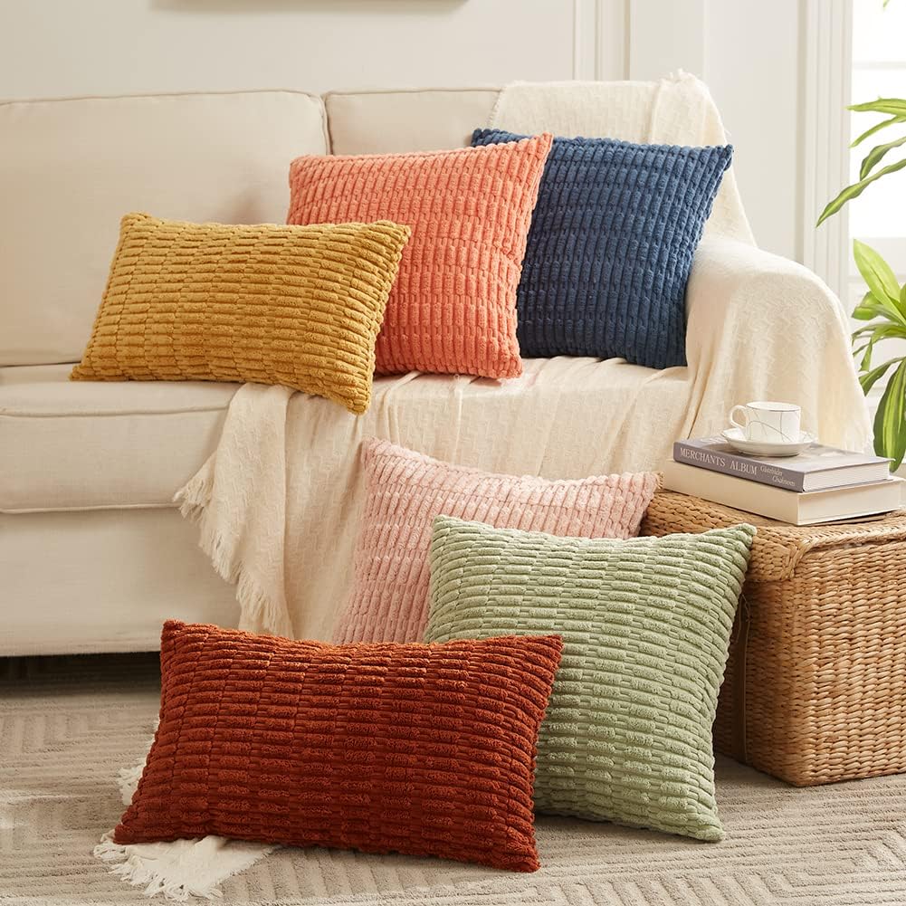 Fancy Homi – Paquete de 2 fundas de almohada decorativas de coral de 20 x 20 pulgadas para sala de estar, sofá y cama, funda de cojín cuadrada de
