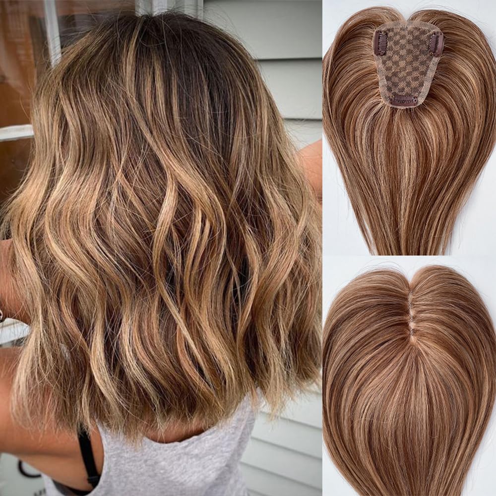 Toppers para el cabello para mujer, cabello humano real, pequeñas piezas de cabello con clip para mujeres con cobertura de pérdida de cabello,
