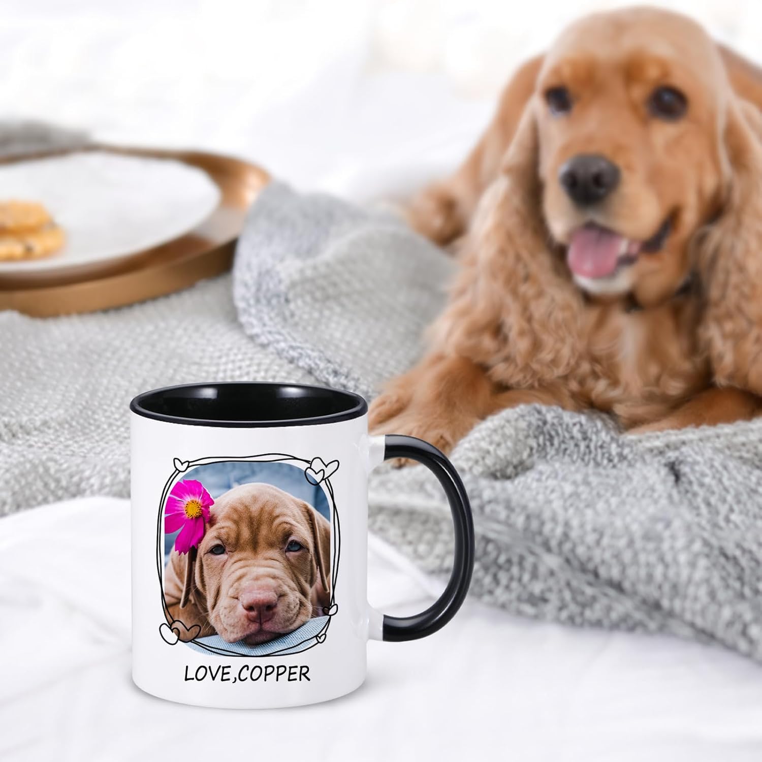 Taza personalizada para mascotas, tazas de café personalizadas para perros con foto de nombre, tazas de perro de 11 onzas para hombres, tazas