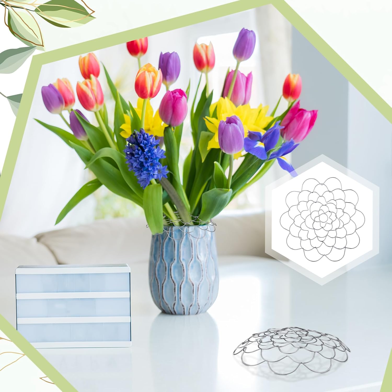 Ziliny 6 piezas de soporte para arreglos florales de alambre de rana de flores, herramienta de arreglo de flores, tapa de inserción de flores de