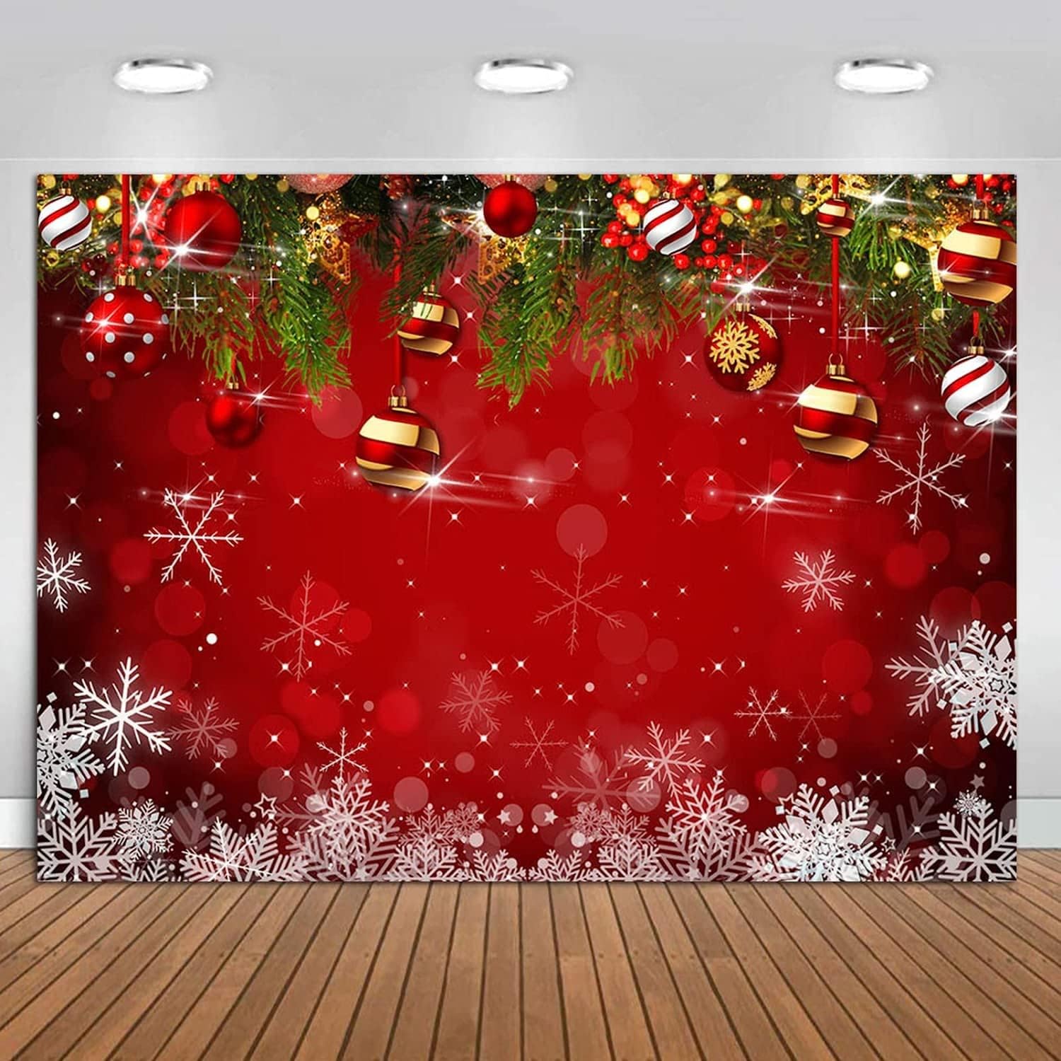 Fondo de fotografía de vinilo rojo de 8 x 6 pies para fotografía de Navidad, fiesta de vacaciones de invierno, fondo fotográfico, Año Nuevo,