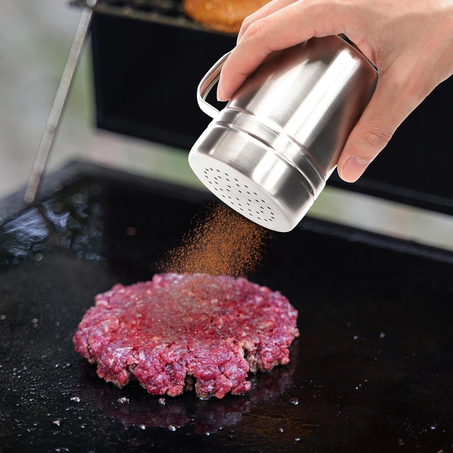 HULISEN Accesorios de plancha para Blackstone, prensa de hamburguesas resistente con kit de coctelera de draga de especias, triturador de