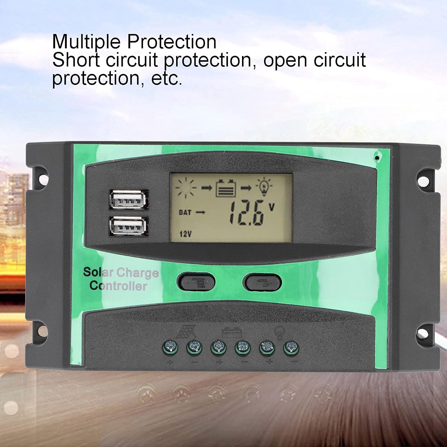 Controlador de carga solar de 30 amperios, controladores de carga para paneles solares, descarga fotovoltaica, regulador de control PWM,