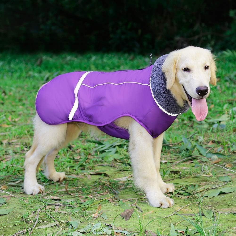 Abrigo de perro cálido reflectante chaqueta de invierno, impermeable a prueba de viento para perros fríos, forro polar grueso para mascotas, chaleco