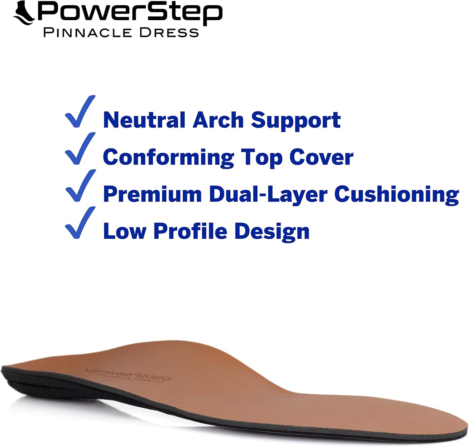 PowerStep Plantillas, vestido pináculo, plantilla para aliviar el dolor de arco, para zapatos de vestir, soporte de arco ortopédico para mujeres y