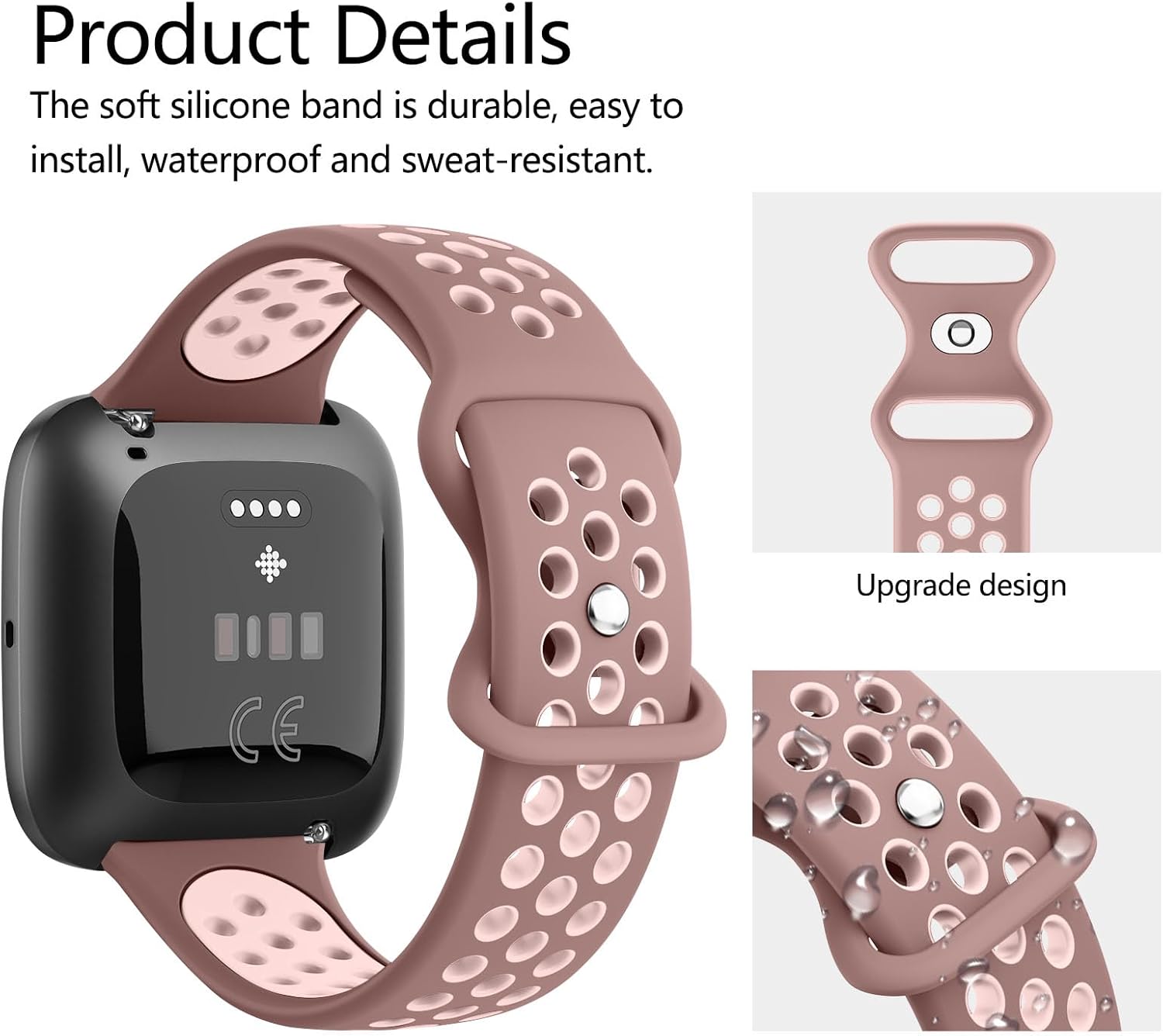 Vancle Correas de silicona compatibles con correas de reloj Fitbit Versa 2 para mujeres y hombres, correas de repuesto deportivas suaves y