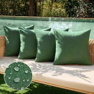 MIULEE Paquete de 4 fundas de almohada decorativas para exteriores, impermeables, de lino, para patio, jardín, tienda de campaña, balcón, sofá, 18 x MIULEE Paquete de 4 fundas de almohada decorativas para exteriores, impermeables, de lino, para patio, jardín, tienda de campaña, balcón, sofá, 18 x