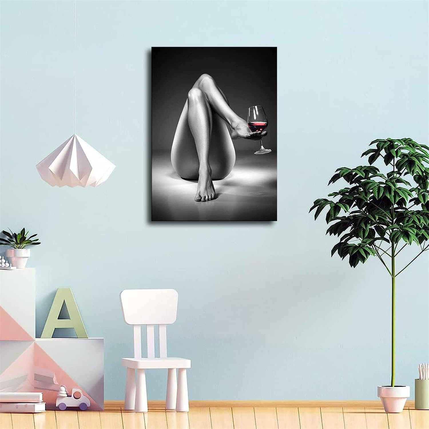 Lienzo decorativo para pared, pintura de copa de vino de mujer, color blanco y negro, fotos de hermosas niñas, pósteres abstractos modernos,