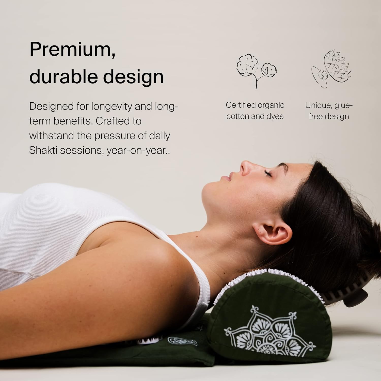 Almohada de acupresión Shakti premium, sostenible y duradera, alivia el estrés y la tensión, promueve la relajación y la concentración, almohada de