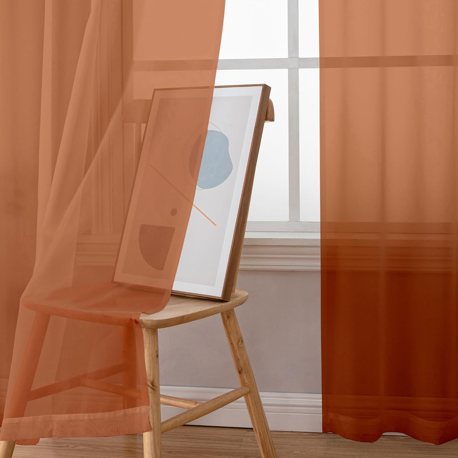 Cortinas naranjas para cocina de 24 pulgadas de largo, juego de 2 paneles con bolsillo para barra, cortinas cortas transparentes para filtrado de