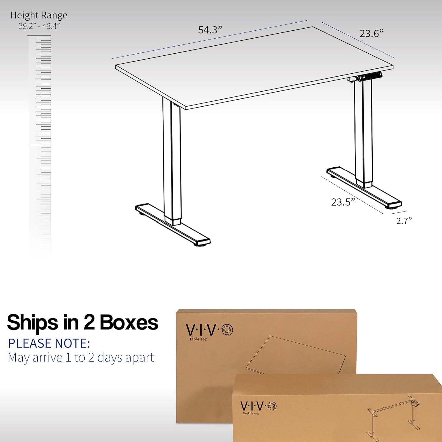 VIVO DESK-KIT-1B55S-B – Escritorio eléctrico de esquina cuadrada de 55 x 24 pulgadas con control de memoria ajustable en altura, parte superior