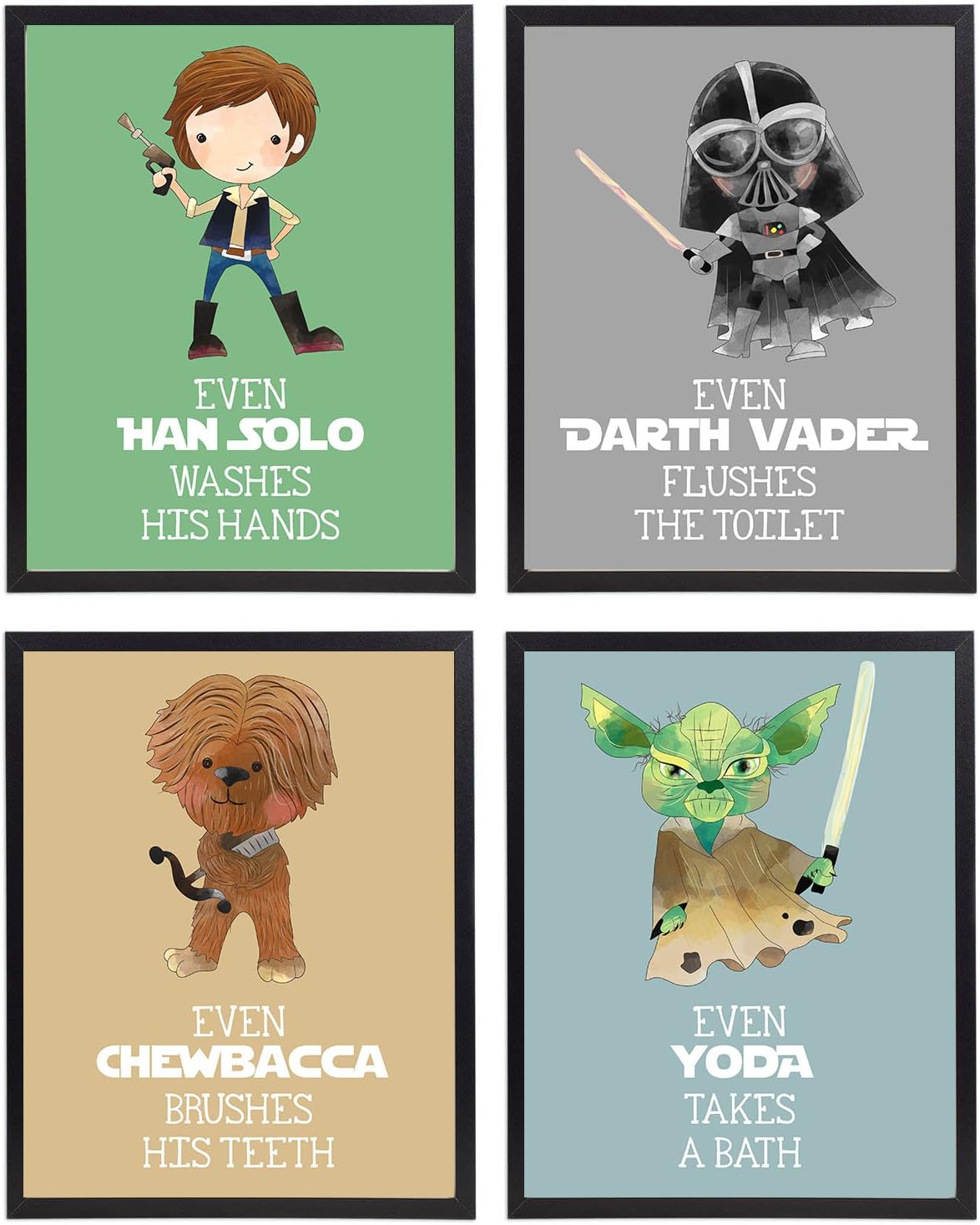 Silly Goose Gifts Even In A Galaxy Far Far Away  Se cepillan los dientes tomar un baño, lavarse las manos para la decoración de pared del baño
