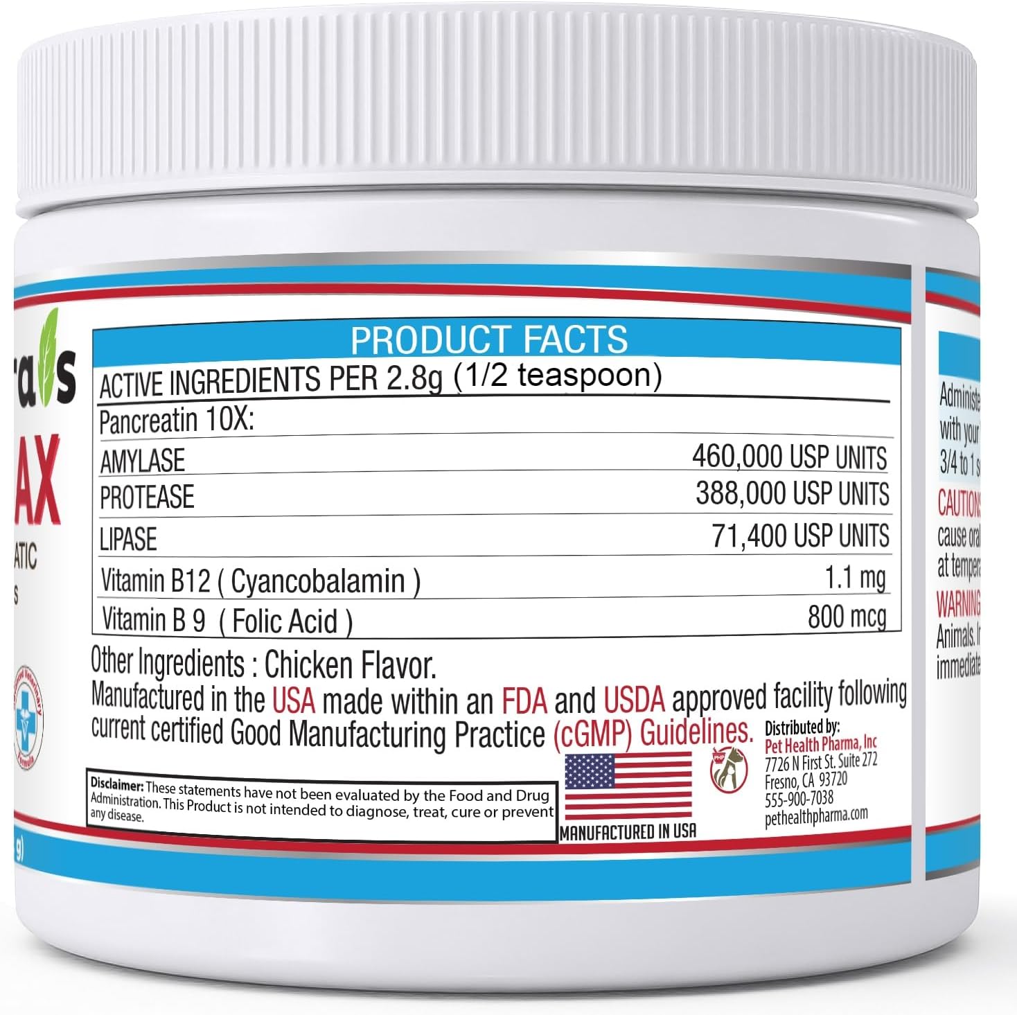 PancreaMax – 10 suplementos de enzimas digestivas pancreáticas para gatos y perros (12 onzas) en polvo (fabricado en Estados Unidos). 10 pancreatina