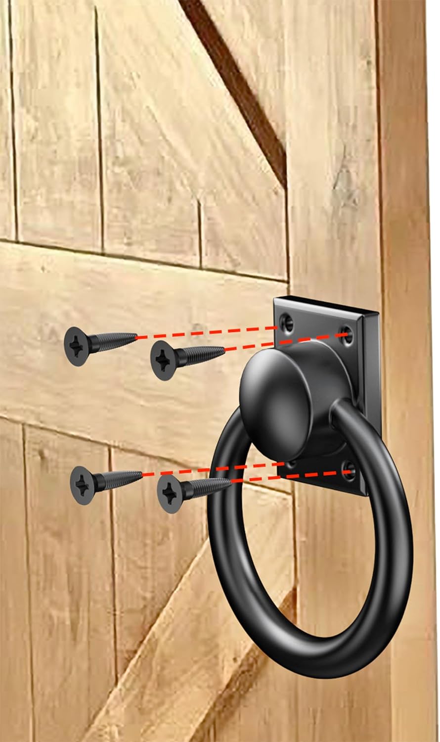trust4care Manija de puerta de granero giratoria de 3-34 pulgadas, color negro mate, manijas de puerta de garaje plegables de herradura, enganche de