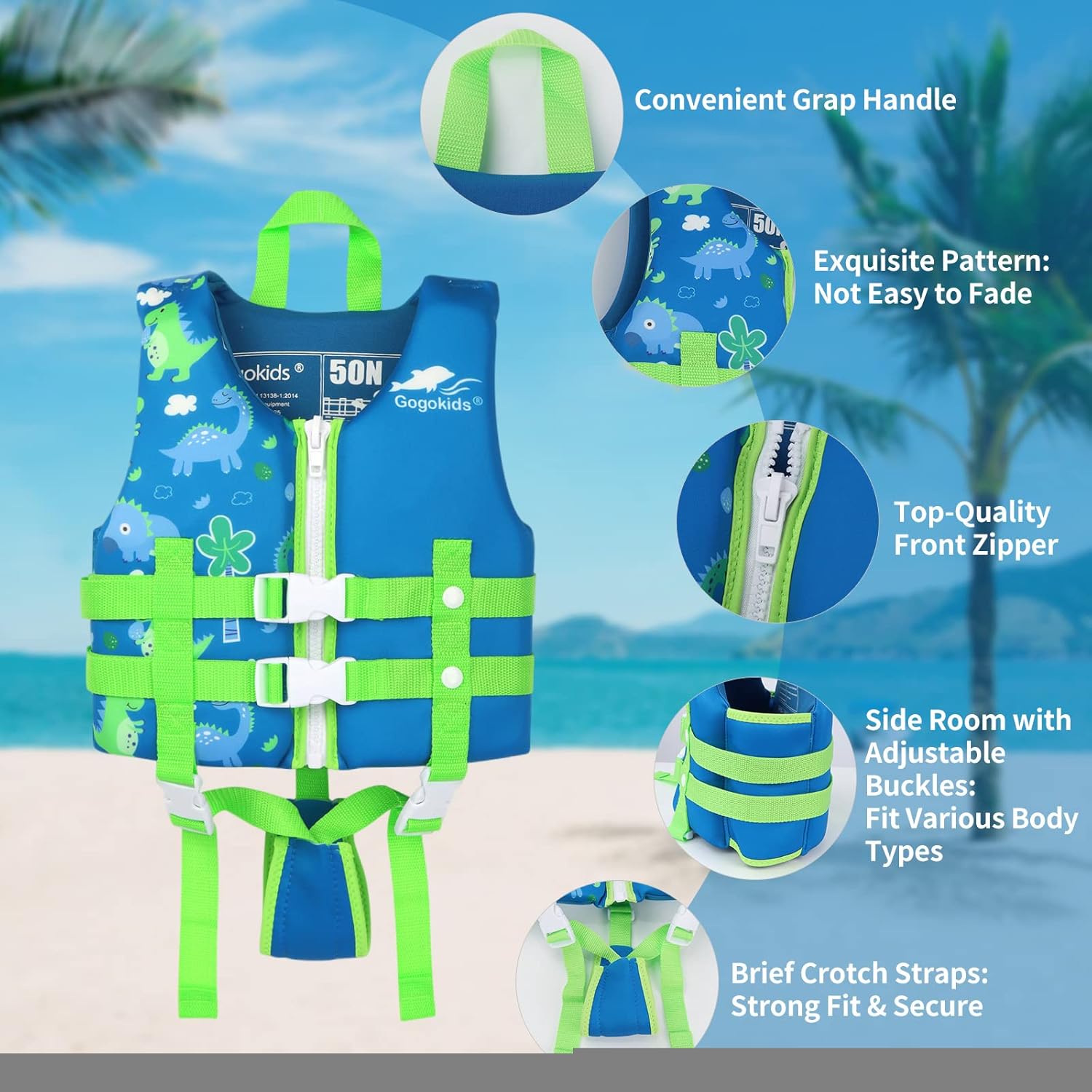 Gogokids Chaleco de natación para niños y niñas, chaleco flotante para niños y niñas, para aprender a nadar