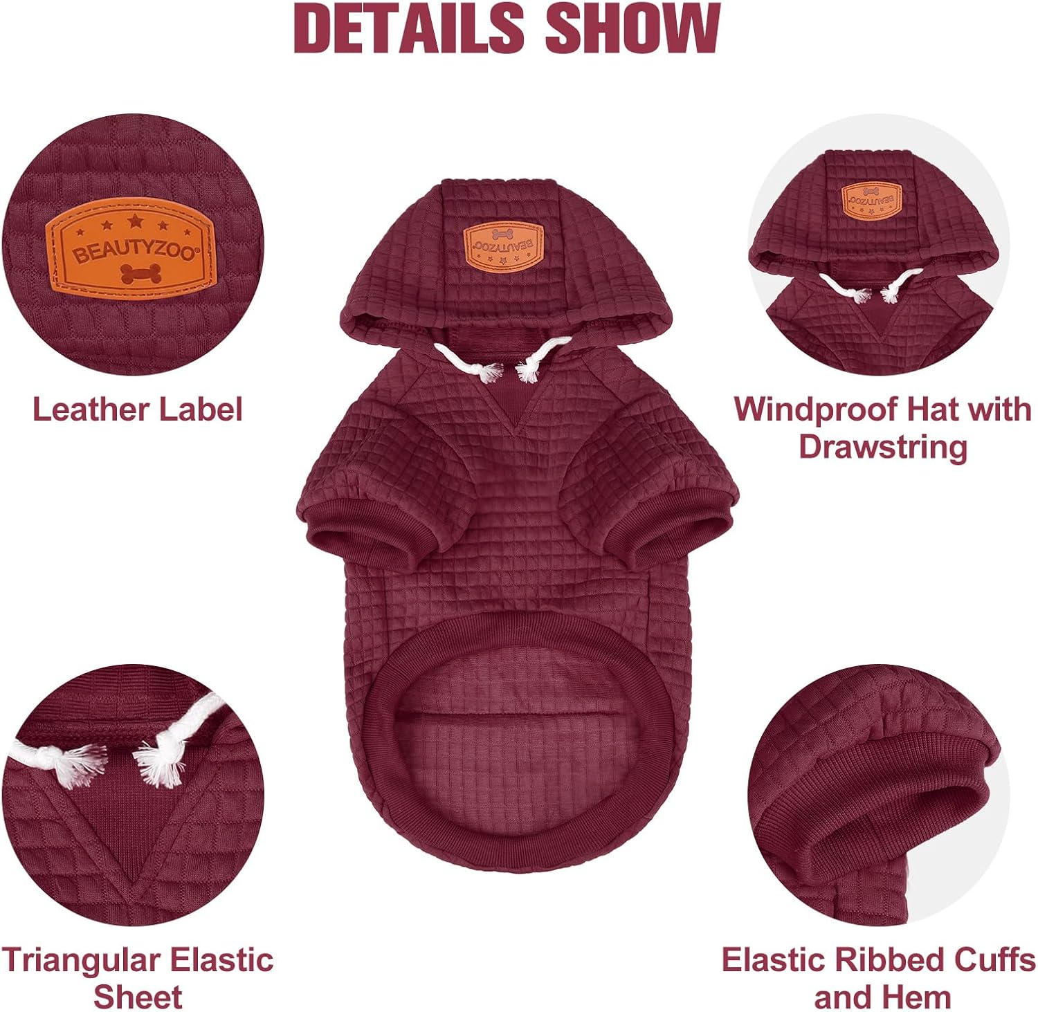 BEAUTYZOO Sudadera con capucha para perros pequeños, medianos y grandes, ropa cálida para perros de invierno y otoño, ropa cálida para cachorros,