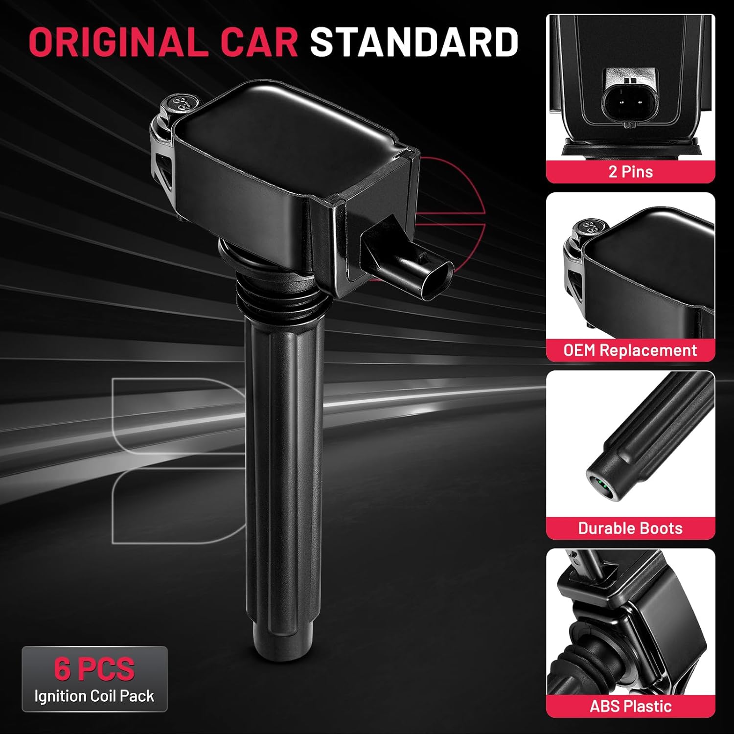 BDFHYK Paquete de 6 bobinas de encendido UF648 compatibles con Chrysler 300 Dodge Challenger Charger Jeep Grand Cherokee Wrangler Ram 1500 Classic
