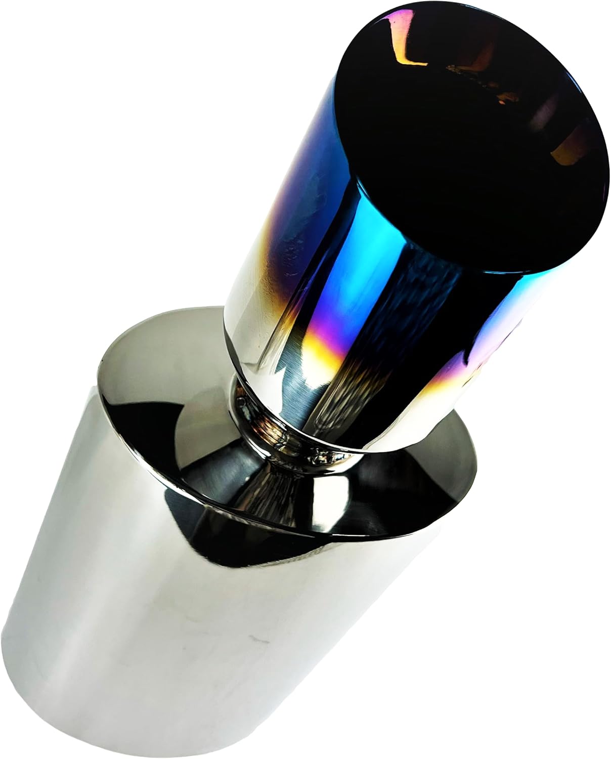 NETAMI Silenciador de rendimiento de entrada de 2.5 pulgadas a salida de 4.5 pulgadas, ovalado de acero inoxidable con punta azul quemada de 4.5