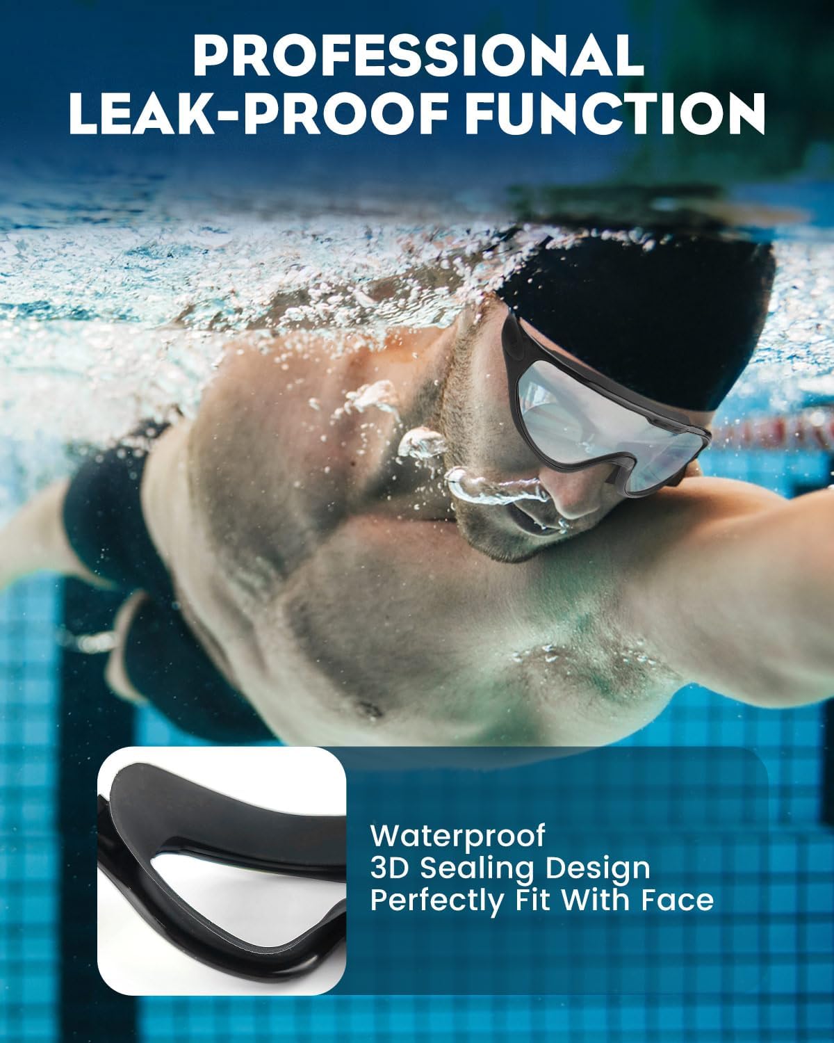 Rantizon Swim Goggles 2 Pack, Wide View Anti Fog&UV Swimming Goggles for Audlt, No Leaking Swim Glasses for Men Women Youth