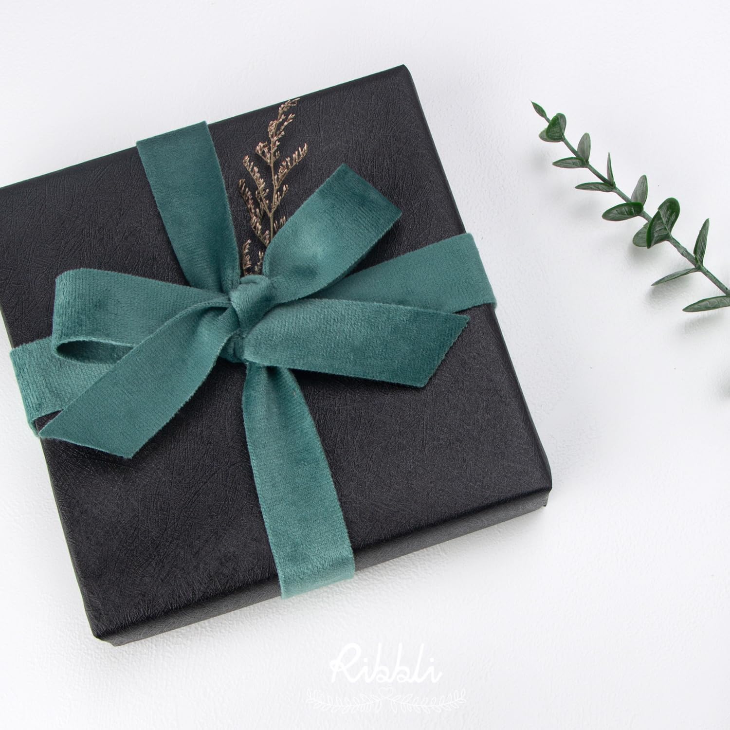 Ribbli Cinta de terciopelo verde polvoriento, doble cara, carrete de 1 pulgada, cinta verde de 10 yardas, uso para adornos de árbol de Navidad,