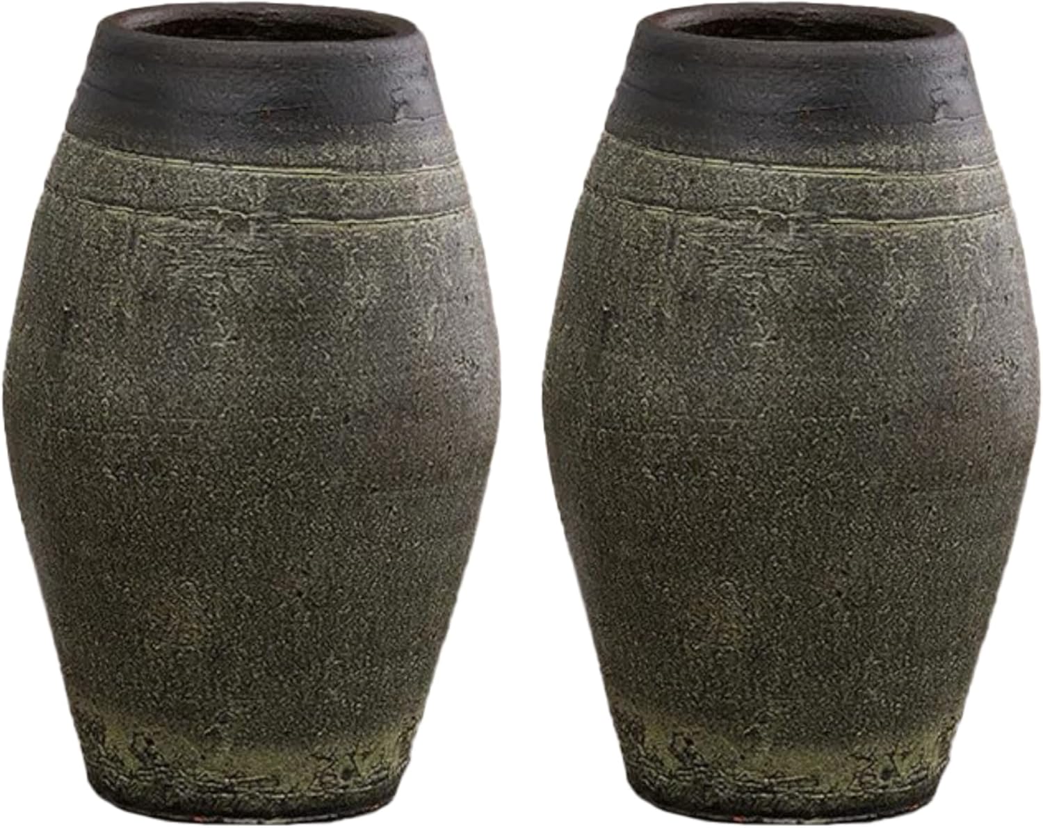 Jarrones de terracota para flores, 2 macetas grandes de arcilla, macetas de jardín de cerámica áspera para plantas al aire libre, jarrones franceses