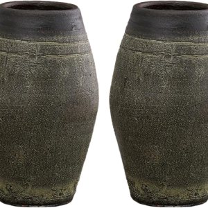 Jarrones de terracota para flores, 2 macetas grandes de arcilla, macetas de jardín de cerámica áspera para plantas al aire libre, jarrones franceses Jarrones de terracota para flores, 2 macetas grandes de arcilla, macetas de jardín de cerámica áspera para plantas al aire libre, jarrones franceses