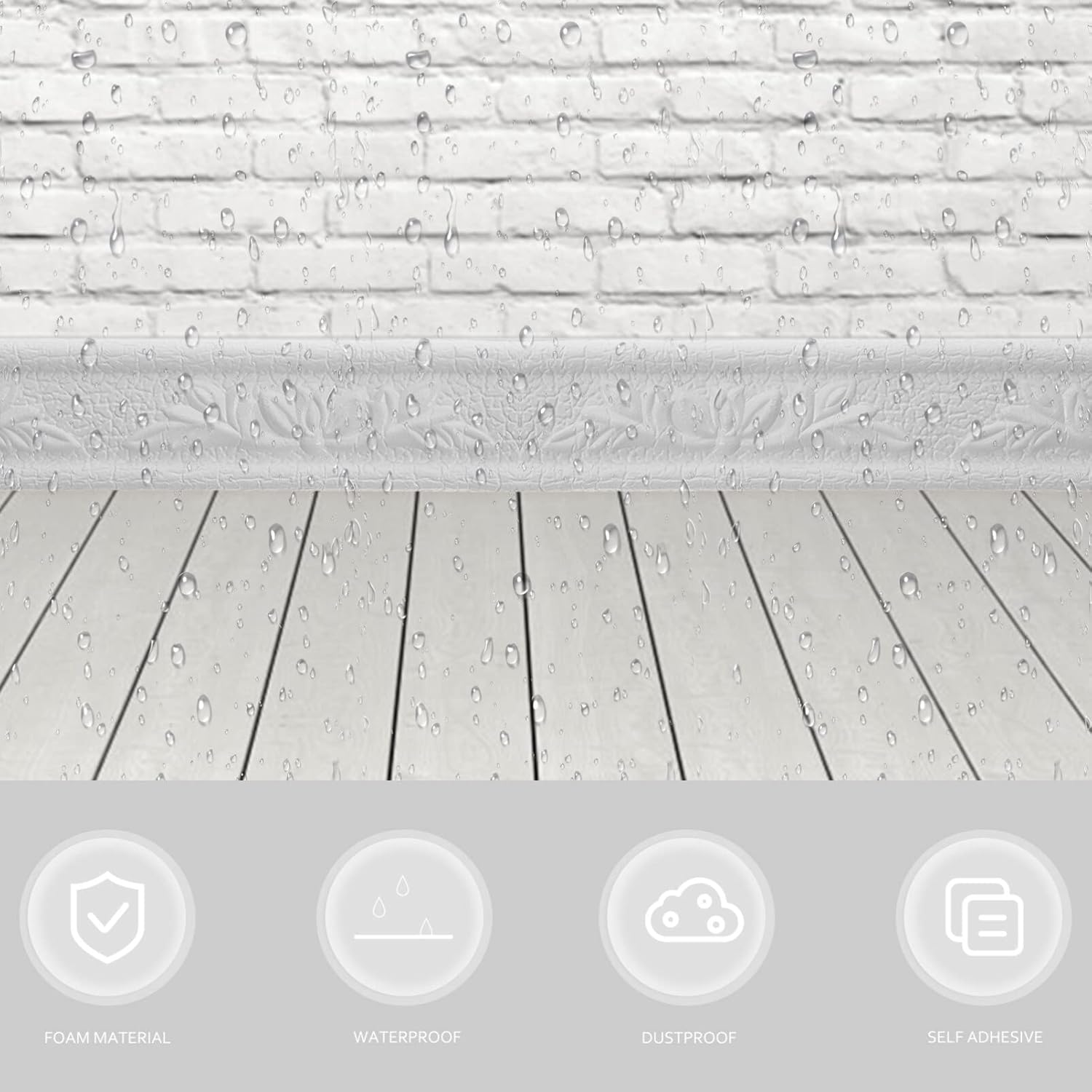 iplusmile 2 piezas de molduras de pared para despegar y pegar, autoadhesivas, bordes de pared 3D, zócalo de espuma flexible para techo para espejo,