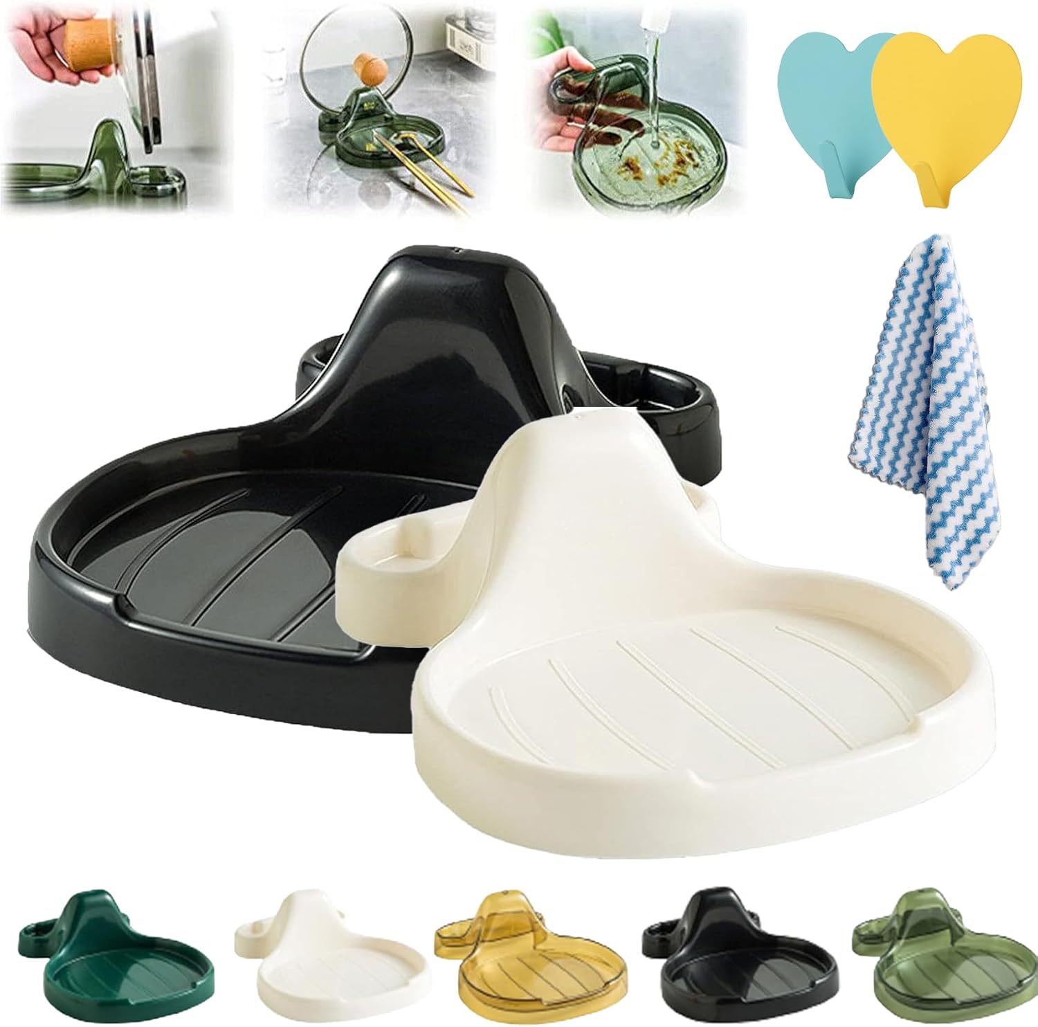 Estante multifunción para espátulas de cocina, soporte para cucharas con soporte para tapa, soporte para espátulas de cocina multifunción 2023,