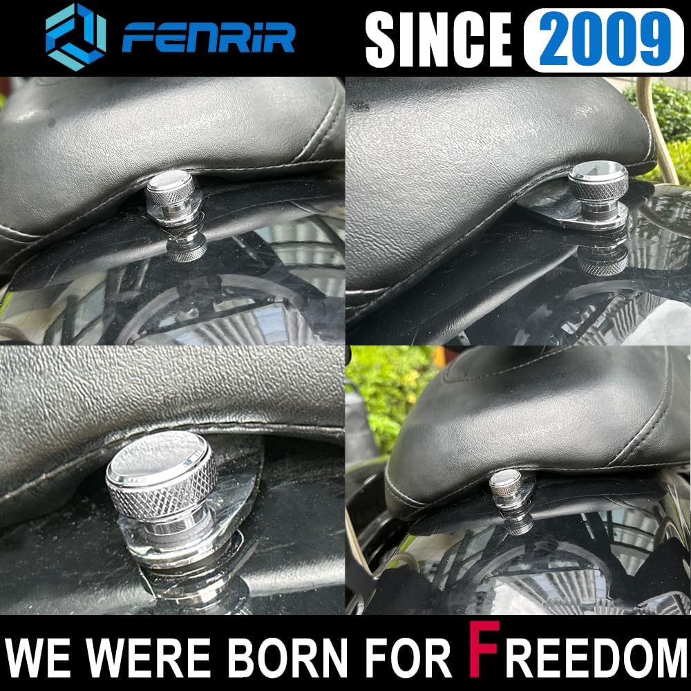 Fenrir Kit de base de tornillo de asiento de liberación rápida para motocicleta, acero inoxidable 304, acabado cromado para 1997-ahora Sportster
