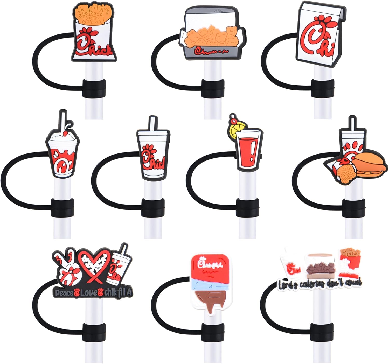 10 piezas de paja para beber comida de verano, cubierta de pajitas de silicona para refrescos, tapa a prueba de polvo, casual, puntas de pajita,
