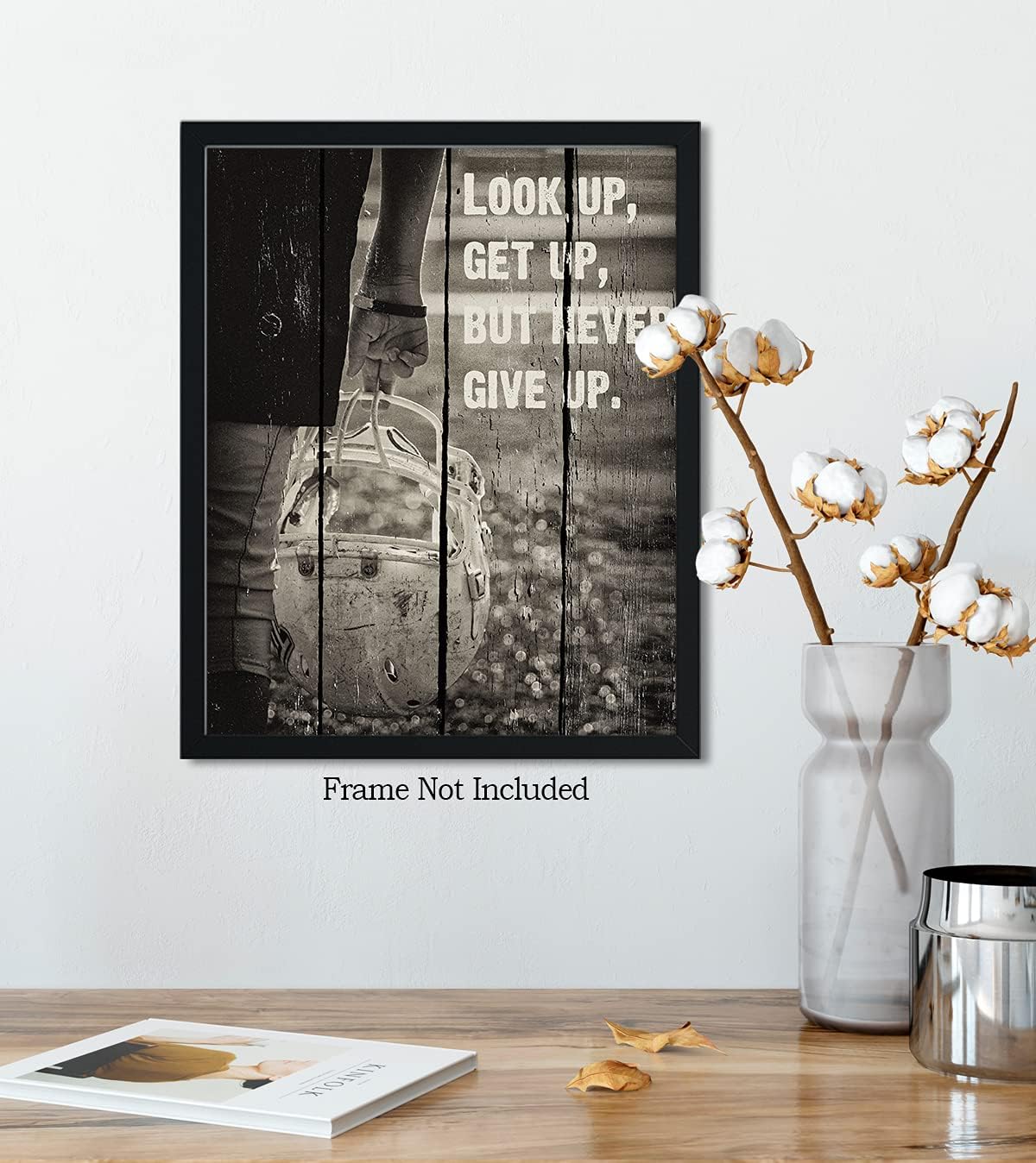 Look Up, Get Up, But Never Give Up – Impresión artística de pared de fútbol americano – ilustraciones sin marco impresas en papel fotográfico