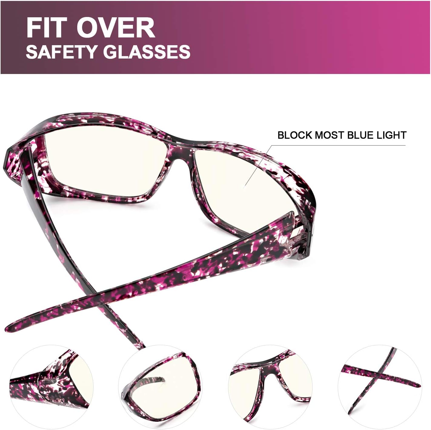 LVIOE Gafas de bloqueo de luz azul que se ajustan sobre gafas graduadasanteojos de lecturagafas RX LB024
