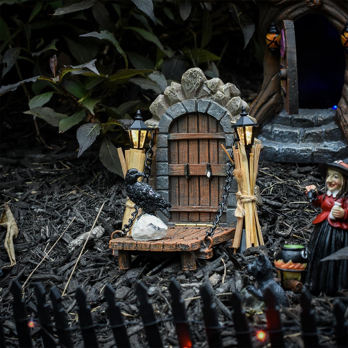 Treasure Gurus – Puente de madera en miniatura para jardín de hadas, mini puente de piedra para decoración de casa de muñecas, accesorios de
