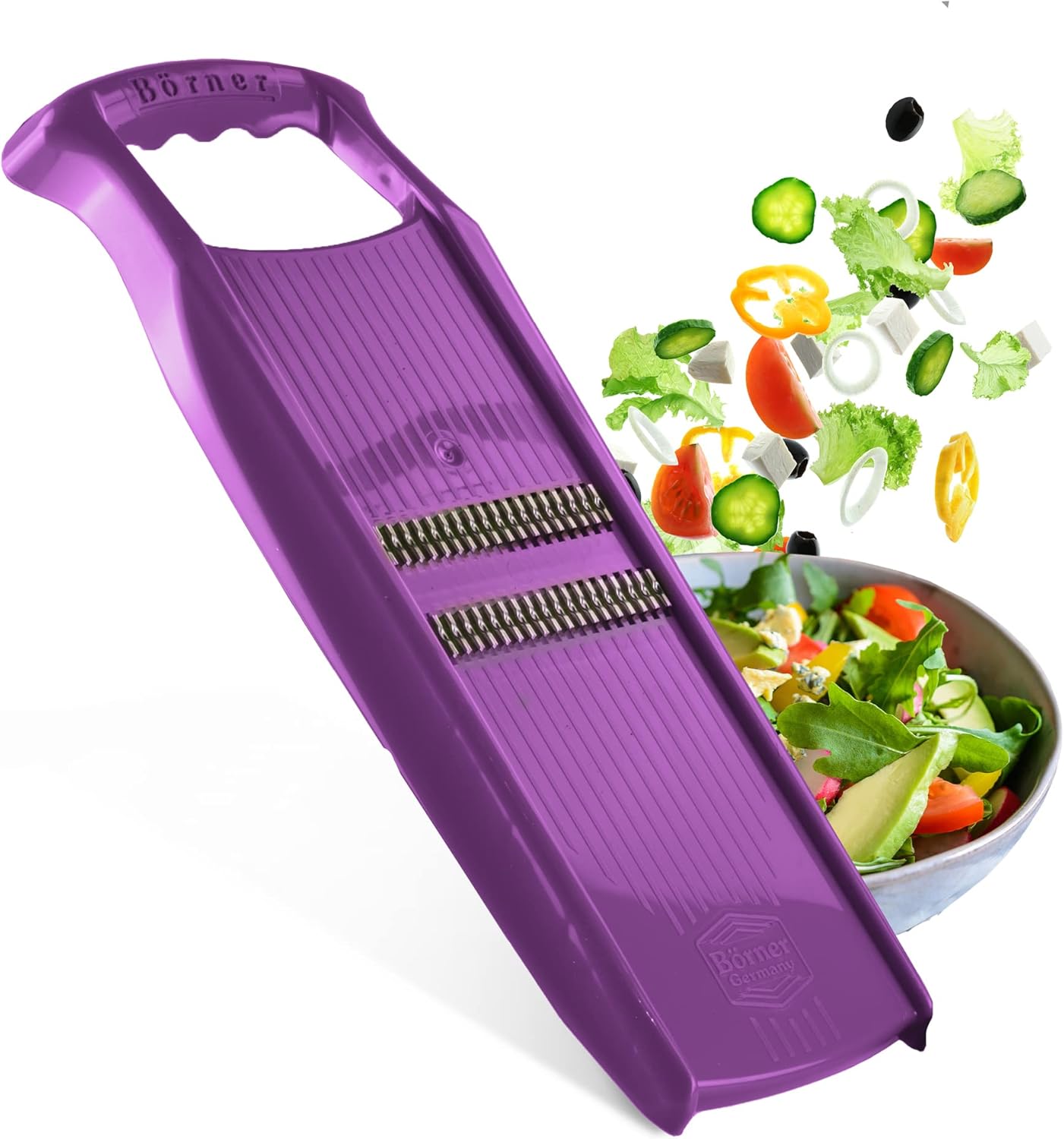 Börner Roko PowerLine Julienne Mandoline  Cortador de tiras para frutas y verduras  Cortador de juliana para tiras finas  Máquina de fideos