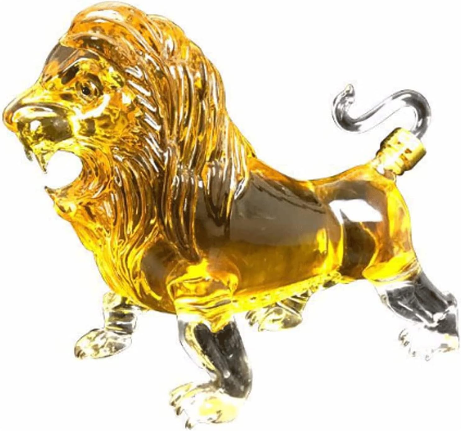 Decantador de whisky con forma de animal de león, jarra de vino transparente, jarra de tequila, decoración de mesa para el hogar