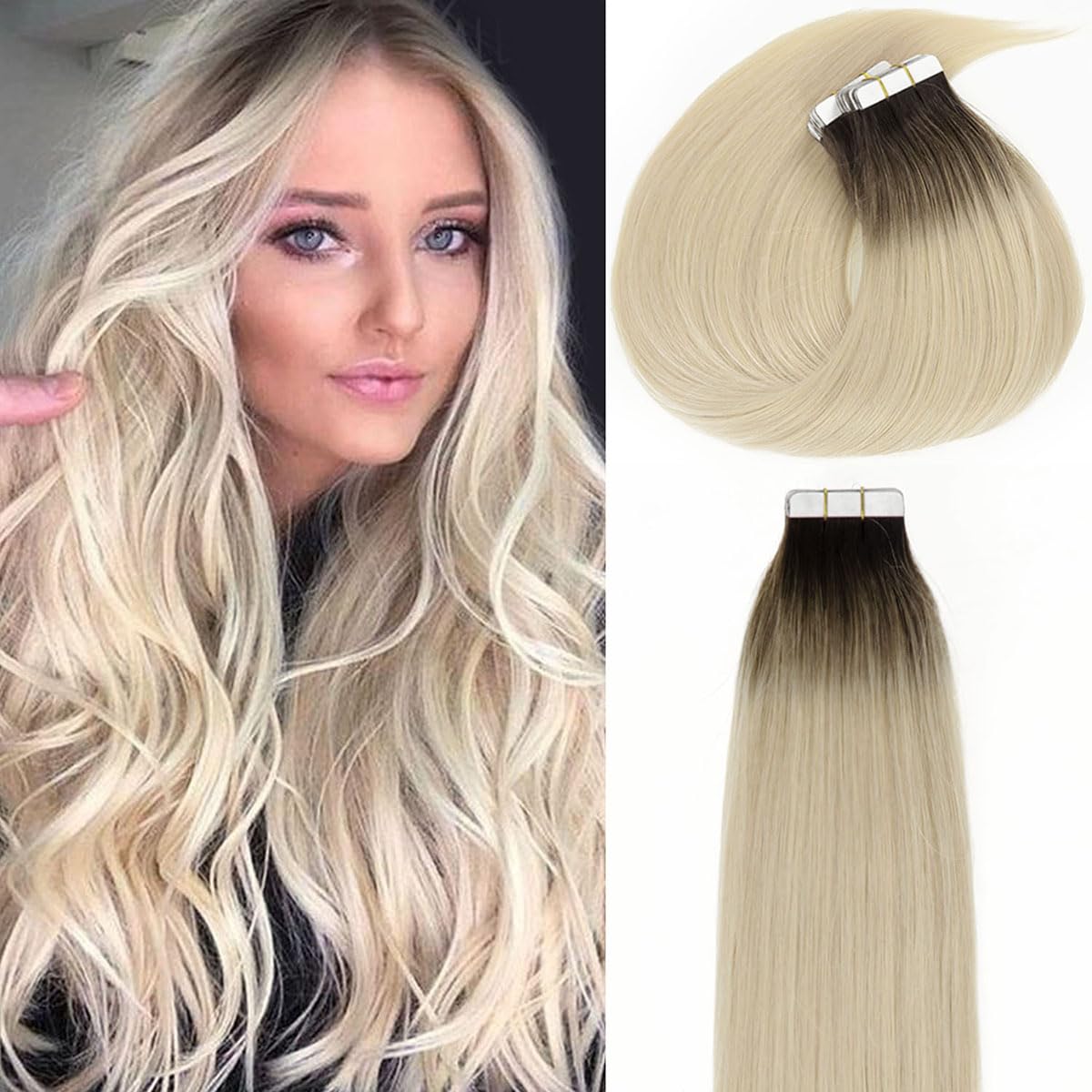 Lacerhair – Extensiones de cabello humano sin costuras de la mejor calidad, con Balayage y color degradado, de cabello humano 100% virgen, con cinta