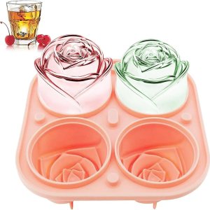 Bandeja para cubitos de hielo, moldes para cubitos de hielo de rosas de 2.5 pulgadas, bandeja de silicona para cubitos de hielo con forma de flor de Bandeja para cubitos de hielo, moldes para cubitos de hielo de rosas de 2.5 pulgadas, bandeja de silicona para cubitos de hielo con forma de flor de