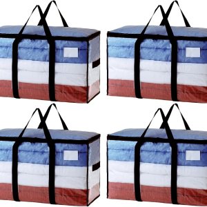 TAILI Bolsas de mudanza extra grandes, paquete de 4 bolsas transparentes resistentes para almacenamiento, asas envolventes, bolsas de almacenamiento TAILI Bolsas de mudanza extra grandes, paquete de 4 bolsas transparentes resistentes para almacenamiento, asas envolventes, bolsas de almacenamiento